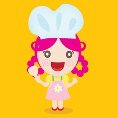 girl chef holding spatula