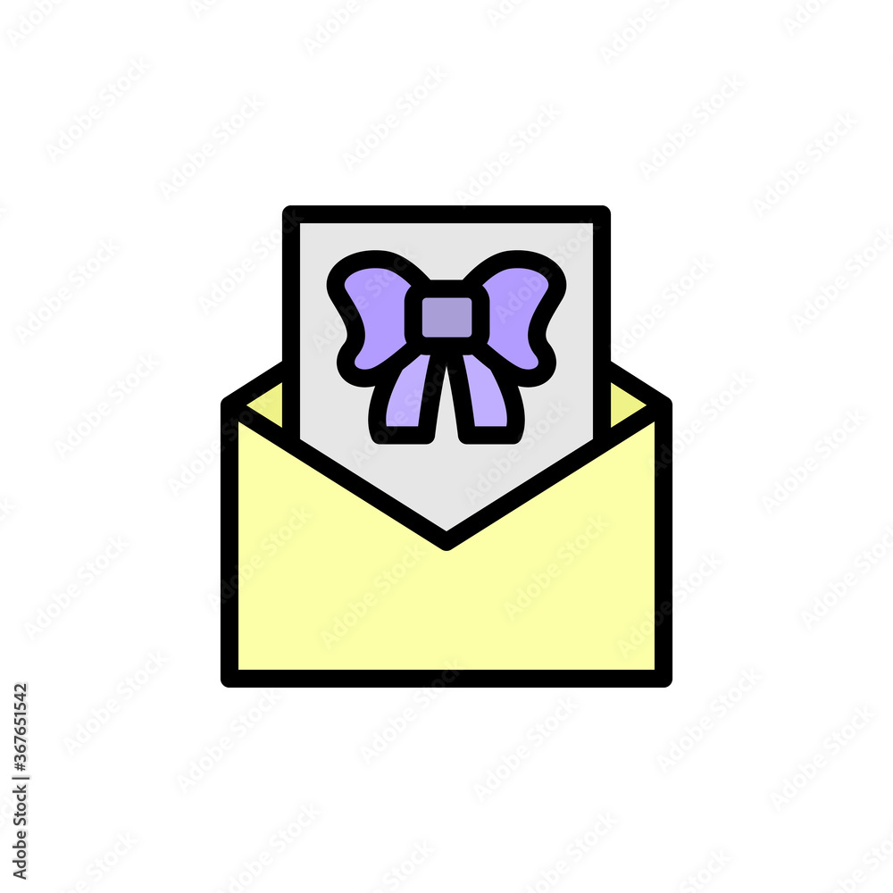 Poster present, ribbon, mail icon. simple color with outline vector elements of present icons for ui and ux