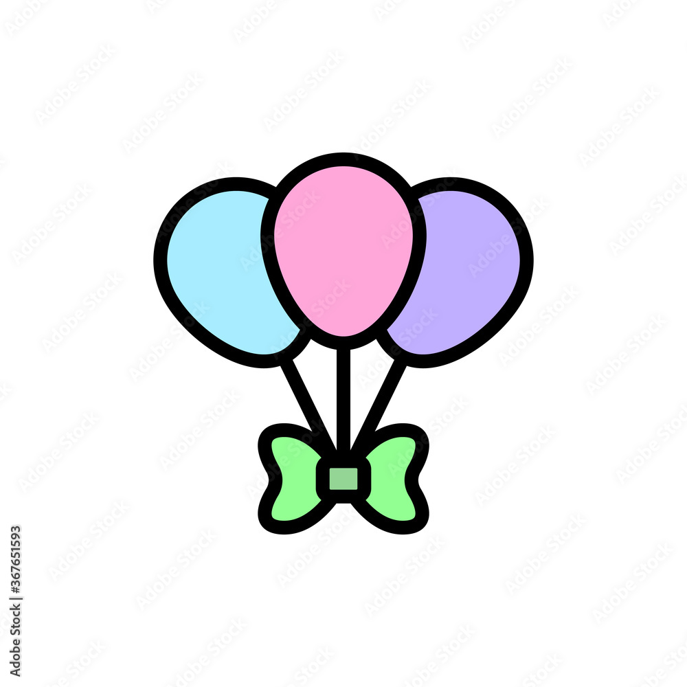 Poster ribbon, balloon, present icon. simple color with outline vector elements of present icons for ui and