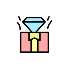Obraz premium Gift, box, present, diamond icon. Simple color with outline vector elements of present icons for ui and ux, website or mobile application
