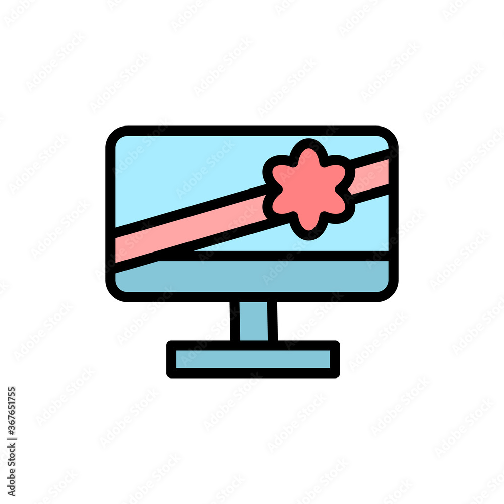 Poster monitor, ribbon icon. simple color with outline vector elements of present icons for ui and ux, webs