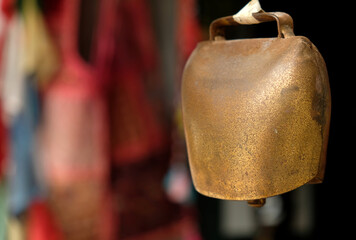 Tin ox or yak bell - symbols and signs of indian (hindu) and buddhist religions and tradition.