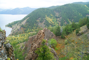 Section of the great Baikal trail in autumn