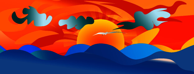 vector illustration sunset