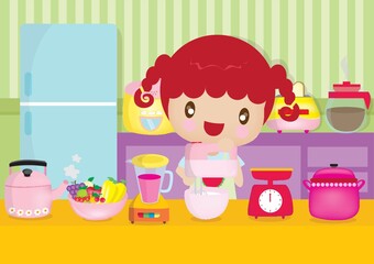 girl working in kitchen