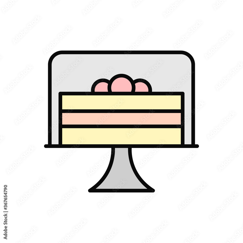 Poster cake, plate icon. simple color with outline vector elements of public catering icons for ui and ux, 