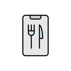 Smartphone, fork, knife icon. Simple color with outline vector elements of public catering icons for ui and ux, website or mobile application