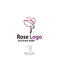 nature rose logo design template, nature logotype
