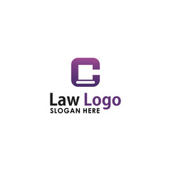 letter C and law logo design template vector