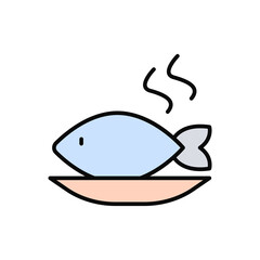Fish, plate icon. Simple color with outline vector elements of public catering icons for ui and ux, website or mobile application