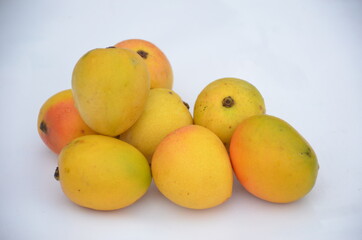 bunch the red yellow mango isolated in white background