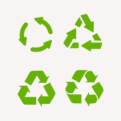 Fototapeta premium Recycled cycle arrows vector icon set