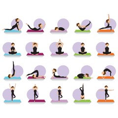 set of yoga icons