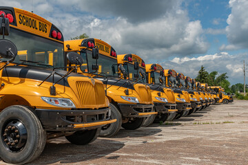 Student Transportation parked school busses landscape