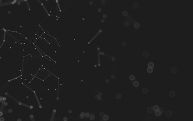 Abstract background. Molecules technology with polygonal shapes, connecting dots and lines. Connection structure. Big data visualization.