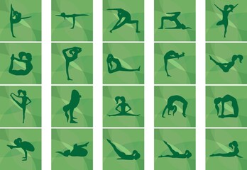 set of yoga icons