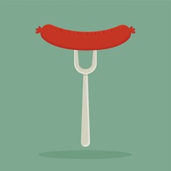 sausage with fork