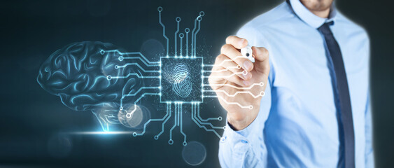 Big data and artificial intelligence concept. 3D illustration