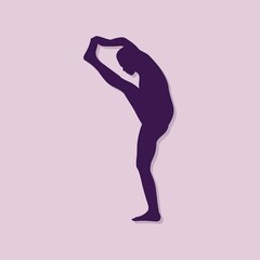 Fototapeta na wymiar girl silhouette practising yoga in standing pose