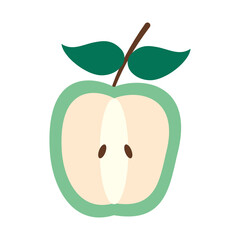 half apple icon, flat style