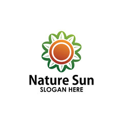 nature sun logo concept design vector template, agriculture logo brand identity