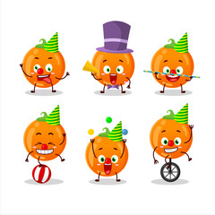 Cartoon character of halloween orange candy with various circus shows