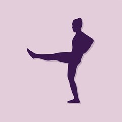 Fototapeta na wymiar girl silhouette practising yoga in standing pose