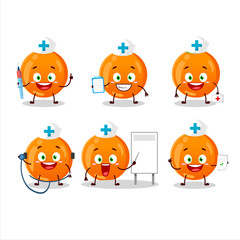 Doctor profession emoticon with halloween orange candy cartoon character