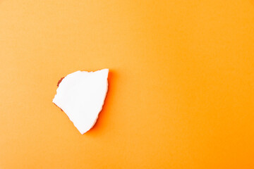 Happy coconuts day concept, fresh coconut group pieces slices, studio shot isolated on orange background