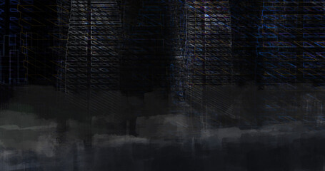 Digital painting of urban city landscape
