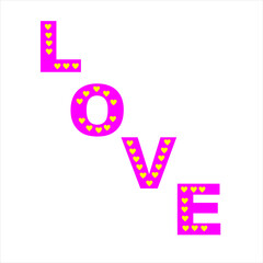 Love text vector banner,heart shapes,symbol of love.