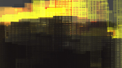 Digital painting of urban city landscape