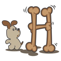 dog with the alphabet h