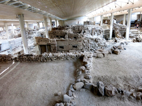 The Akrotiri Excavations Archaeological Site in Santorini, Greece	