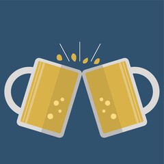 beer glasses making toast