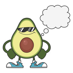Avocado fruit cartoon with sunglasses character