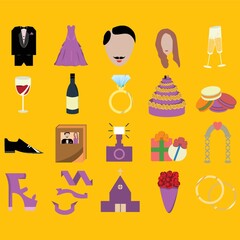 set of wedding icons