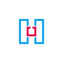 letter hu simple geometric line squares logo vector