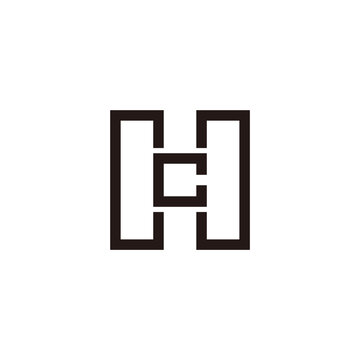 letter hc geometric simple construction logo vector
