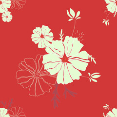 Orange Floral Pattern Seamless Vector Illustrator. Great for fabrics, textiles, wallpapers, backgrounds, 