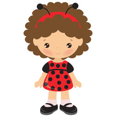 Lady bug girl vector cartoon illustration