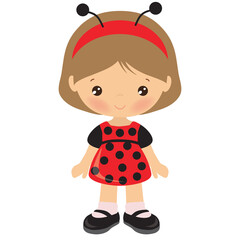 Lady bug girl vector cartoon illustration