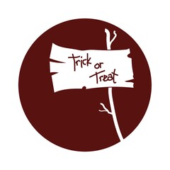 signboard with trick or treat