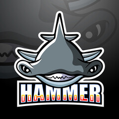 Hammerhead shark mascot esport logo design