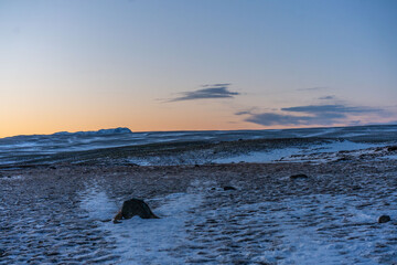 Thingvellir National Park in Iceland at sunrise, in winter time.