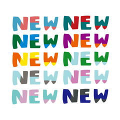 手描きでカラフルなNEWの文字