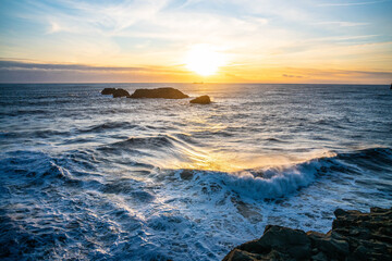 The south coast of Iceland, near vik, in winter time, at sunset.