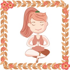 girl practicing yoga in toe stand pose