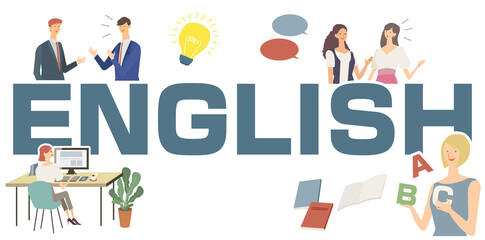 Obraz premium TOEICのイラスト 英語・英会話のベクターイラスト