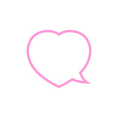 speech bubble heart shape pink isolated on white, dialog heart for graphic chat talk sign, speech bubble for copy space, conversation comic heart symbol, heart shape pink balloon for dialog speech